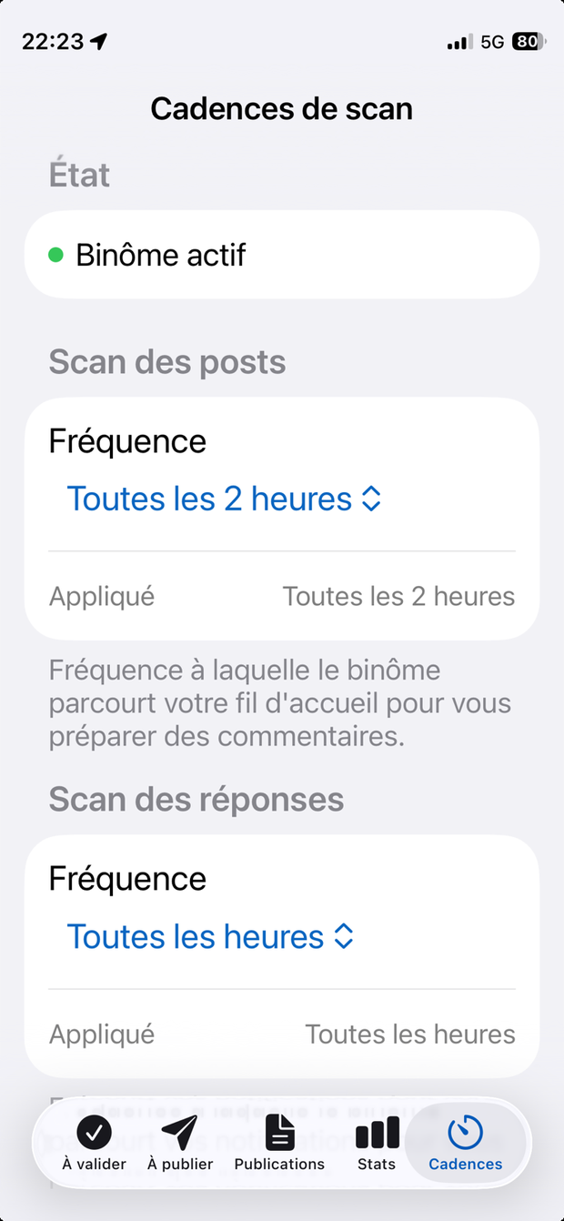 OpenCenterAI app — Cadences screen