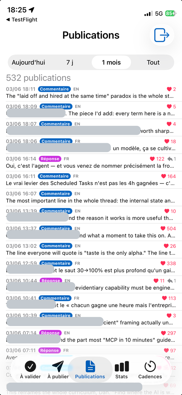 OpenCenterAI app — Posts screen